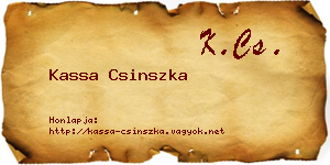 Kassa Csinszka névjegykártya